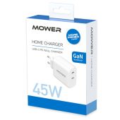 ראש מטען 45W כולל 2 יציאות MOWER USB-C+USB-C מאוור דגם 572885