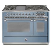 תנור אפיה משולב כיריים 120 ס"מ מבית STEEL סטיל דגם A12SF סדרת ASCOT-גימור תכלת