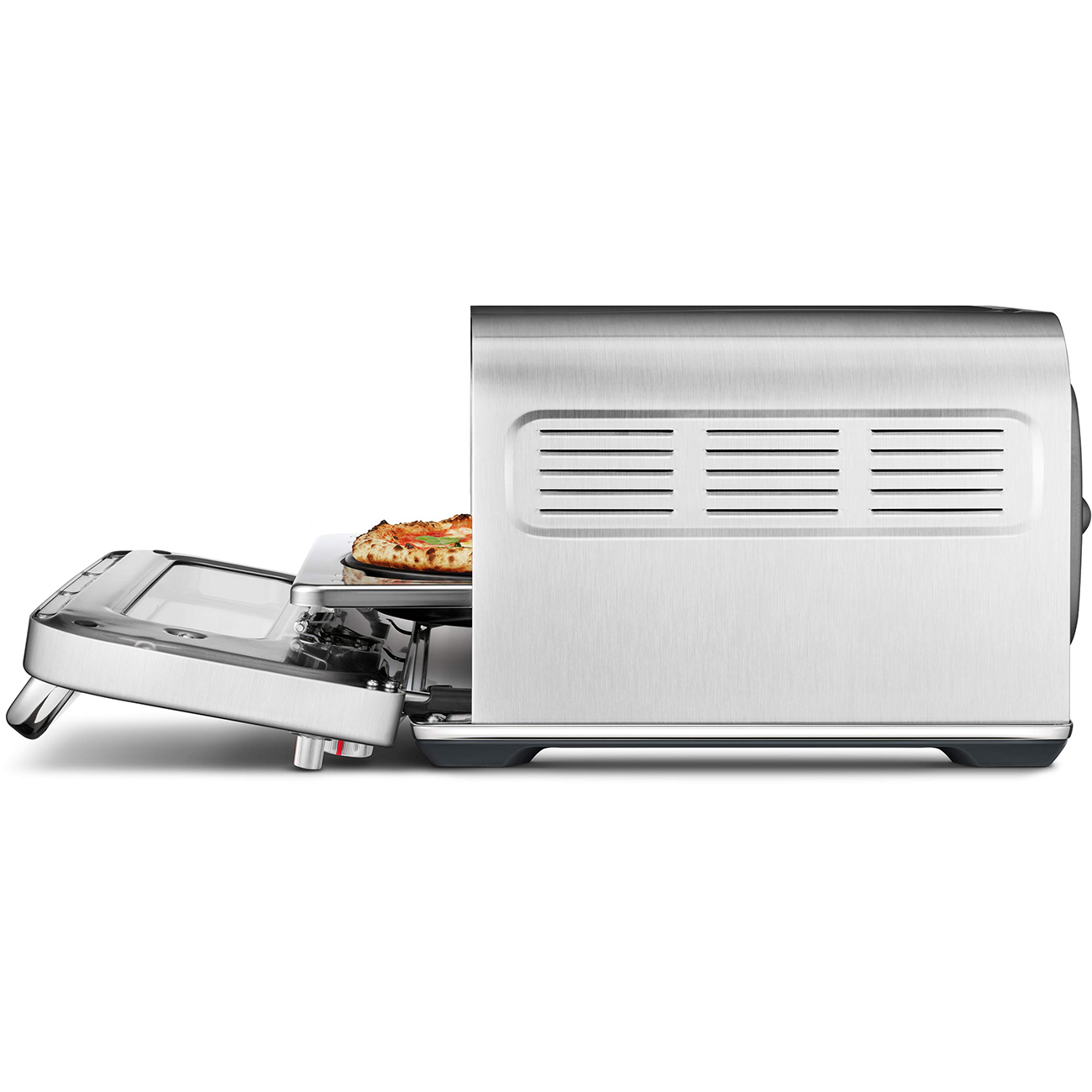  Side view of the Smart Oven with pizza